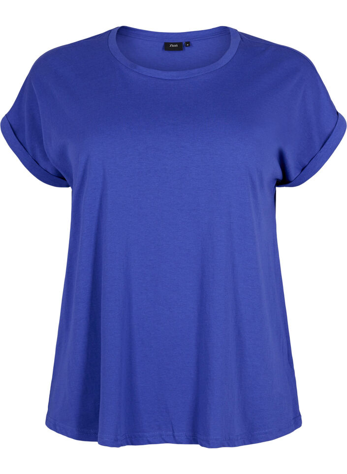 Kurz&auml;rmeliges T-Shirt aus einer Baumwollmischung, Blau, Packshot image number 0