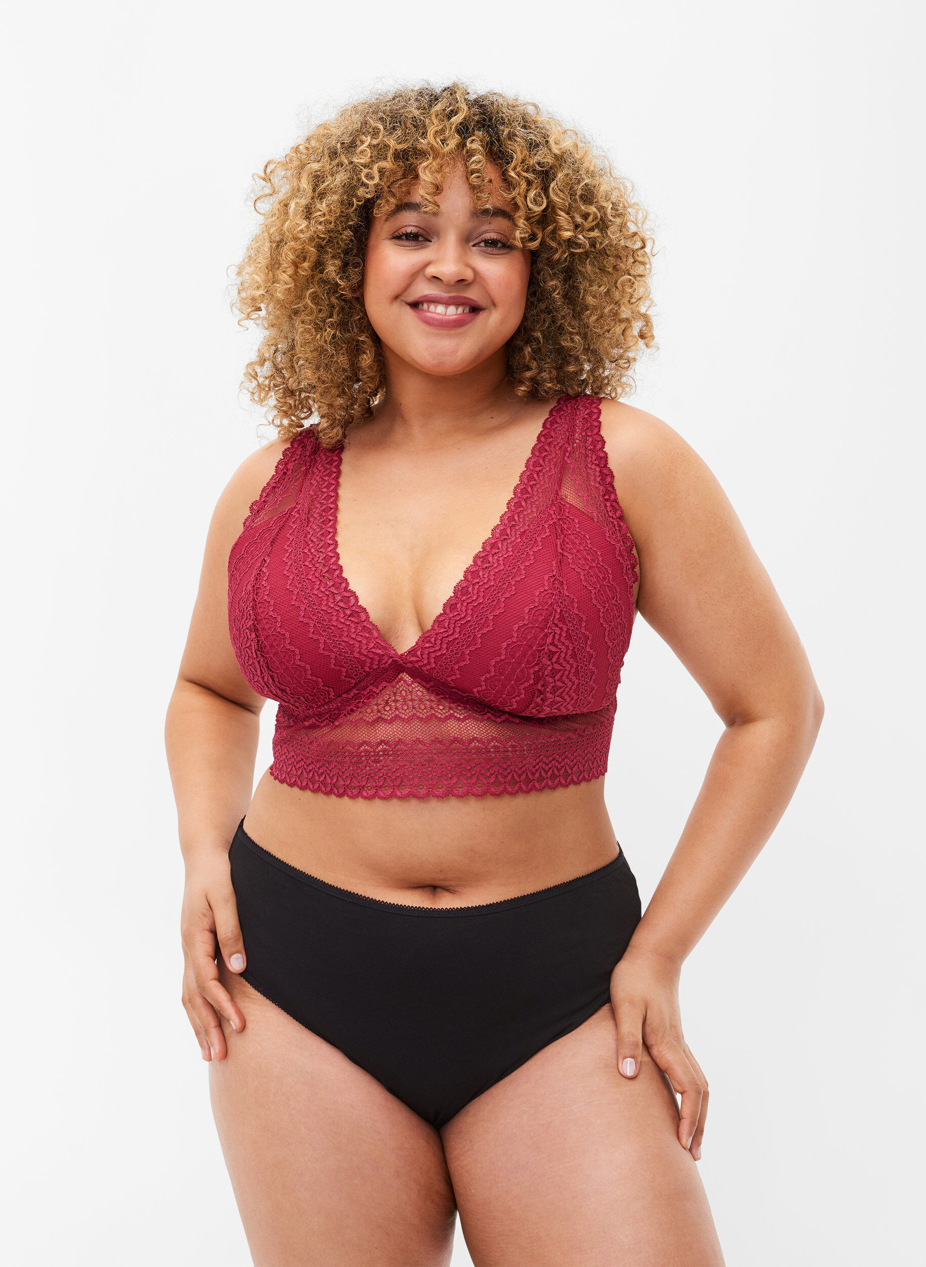 Zizzi Spitzen-BH mit weicher Polsterung, Nocturne ASS, Model image number 0