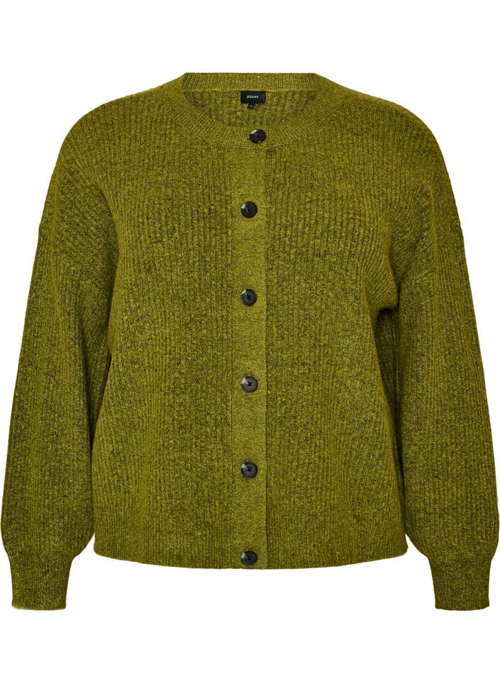 Rippenstrick Strickjacke mit Kn&ouml;pfen, Gr&uuml;n, Packshot image number 0