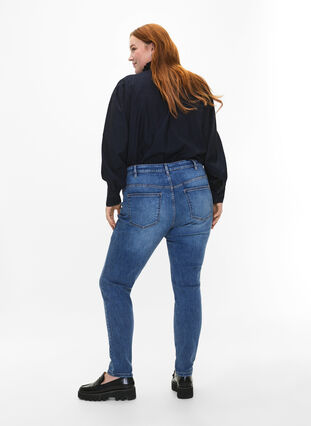 Sanna Jeans mit super schmaler Passform und Knopfverschluss, Blue denim, Model image number 1