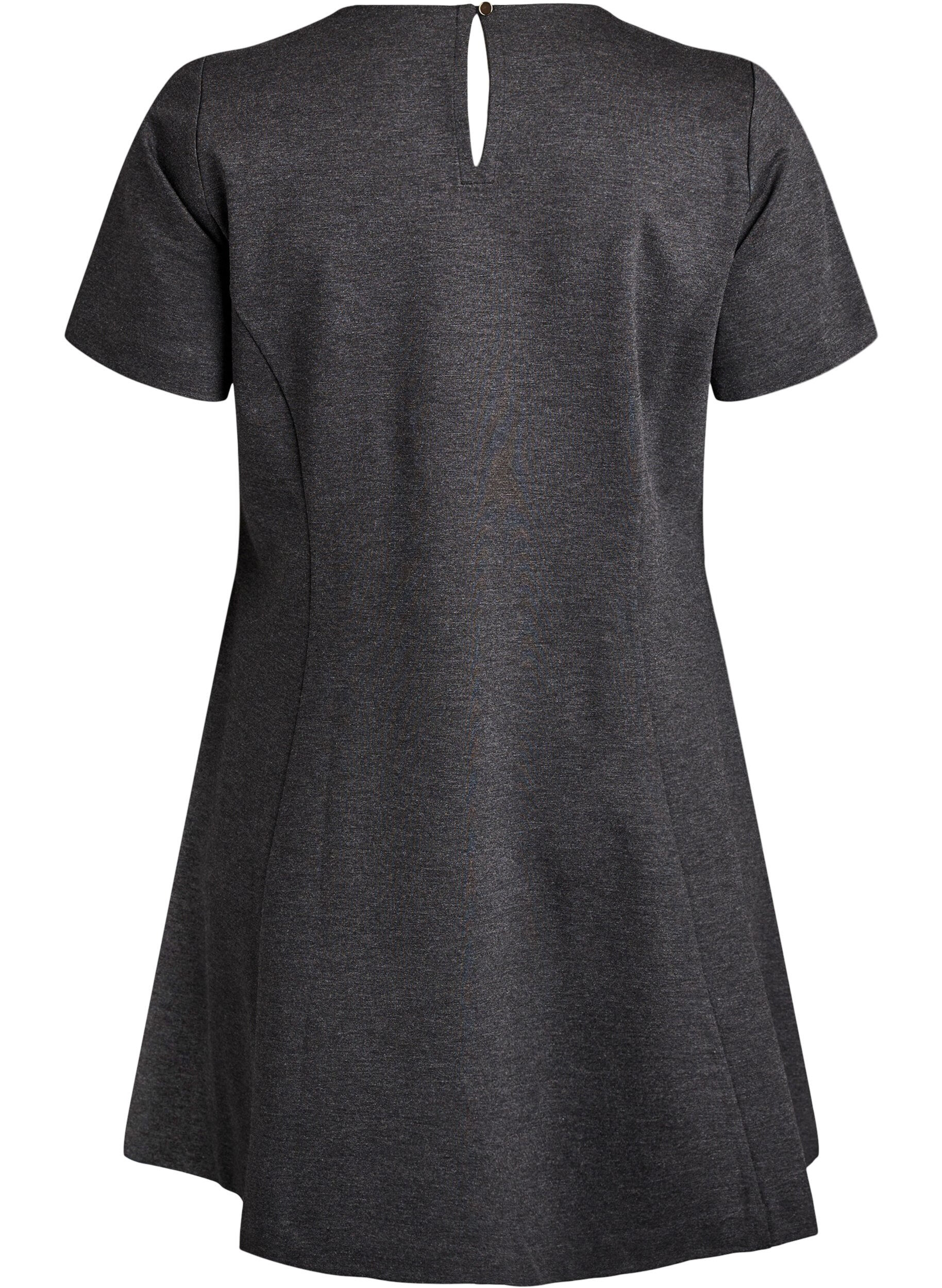 Zizzi Kurzes A-Linien Kleid aus Jersey, Grau, Packshot image number 1