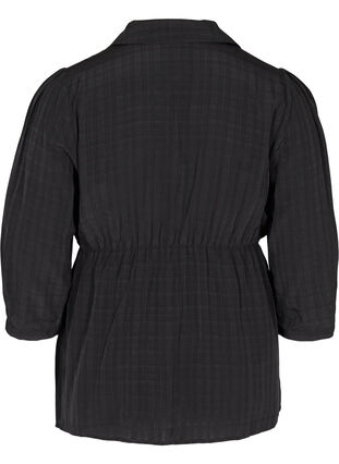 Bluse mit 3/4-Ärmeln und Kragen, Black, Packshot image number 1