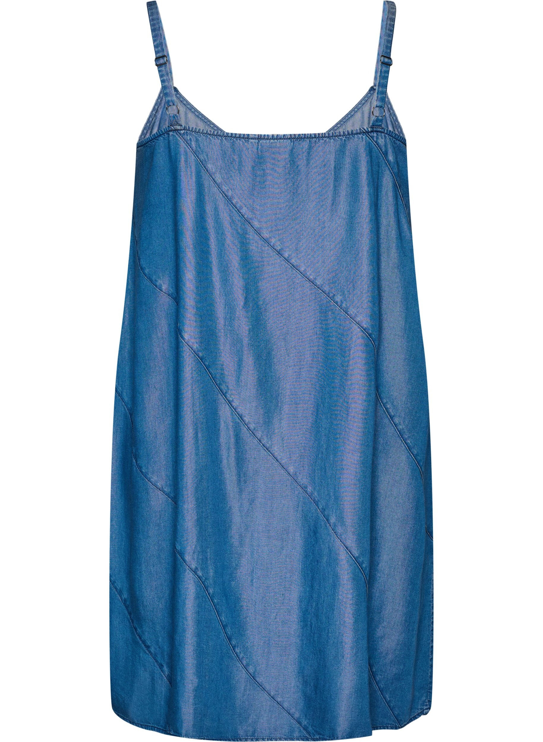 ZizziKleid in Denim-Optik aus TENCEL&trade; Lyocell mit Tr&auml;gern, Blau, Packshot image number 1