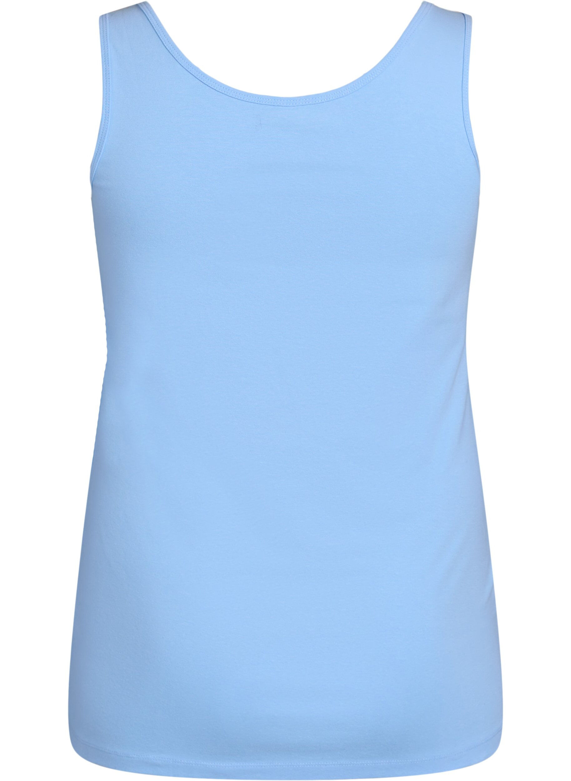 Zizzi Einfarbiges basic Top aus Baumwolle, Blau, Packshot image number 1
