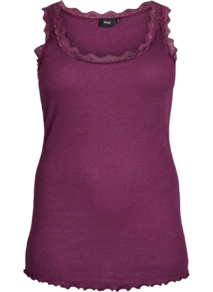 Top mit Spitzensaum, Dunkles Bordeaux, Packshot image number 0