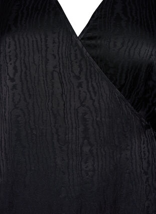 Langärmeliges Kleid aus Viskose mit Ton-in-Ton-Druck, Black, Packshot image number 2