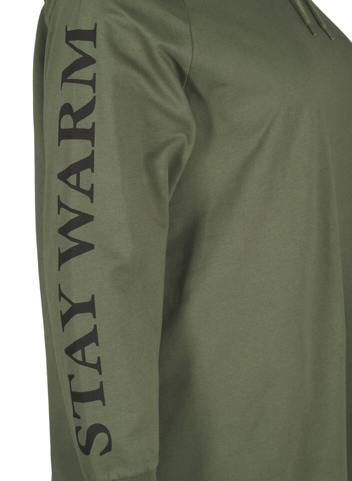 Oversize-Sweatshirt mit Print an den Ärmeln, Thyme w. Black, Packshot image number 3