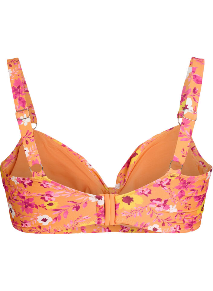 Bikinioberteil mit B&uuml;gel und Muster, Orange, Packshot image number 1