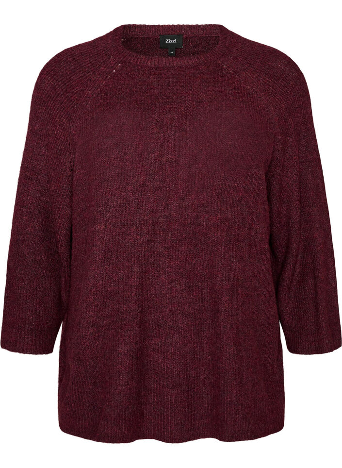 Ripppullover mit 3/4-&Auml;rmeln, Rot, Packshot image number 0
