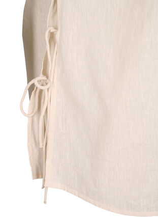 Kurzärmlige Bluse aus Baumwoll-Mix mit Leinen und Spitzendetail, Sandshell, Packshot image number 3