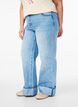 Jeans mit weitem Bein und Umschlag, Blau, Model image number 2