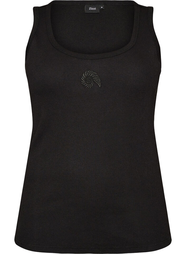 Tailleiertes Top mit Motiv, Schwarz, Packshot image number 0