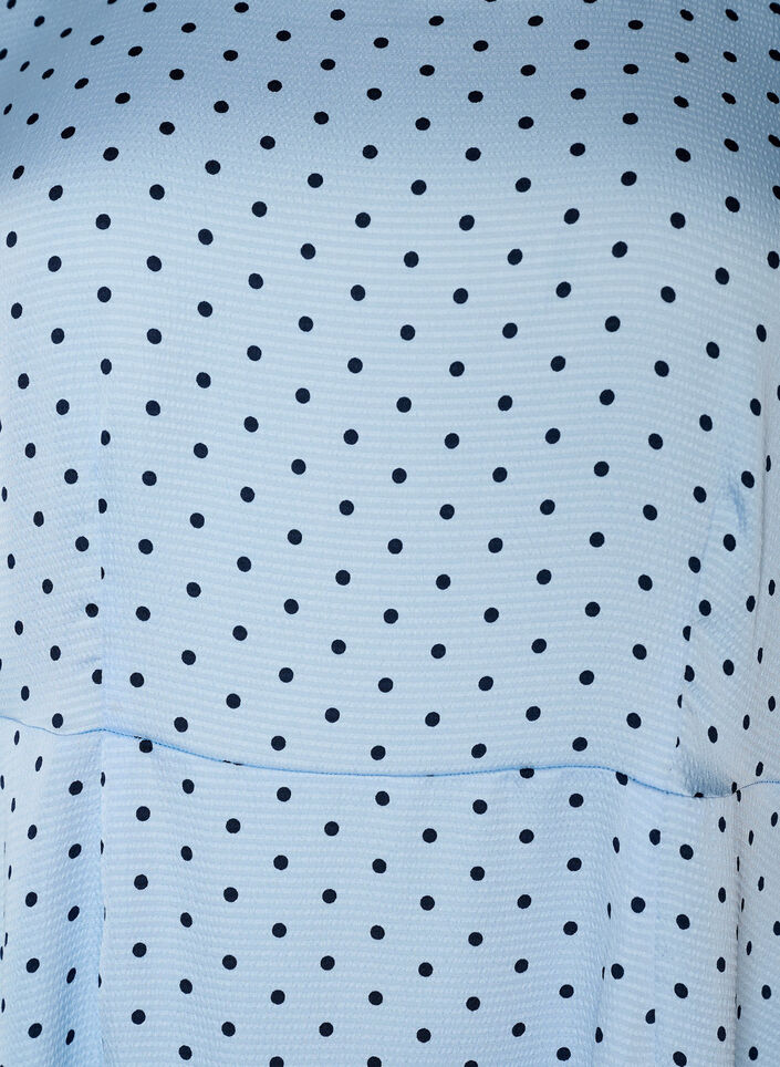 Gepunktetes Midikleid mit eckigem Ausschnitt, Blau, Packshot image number 2
