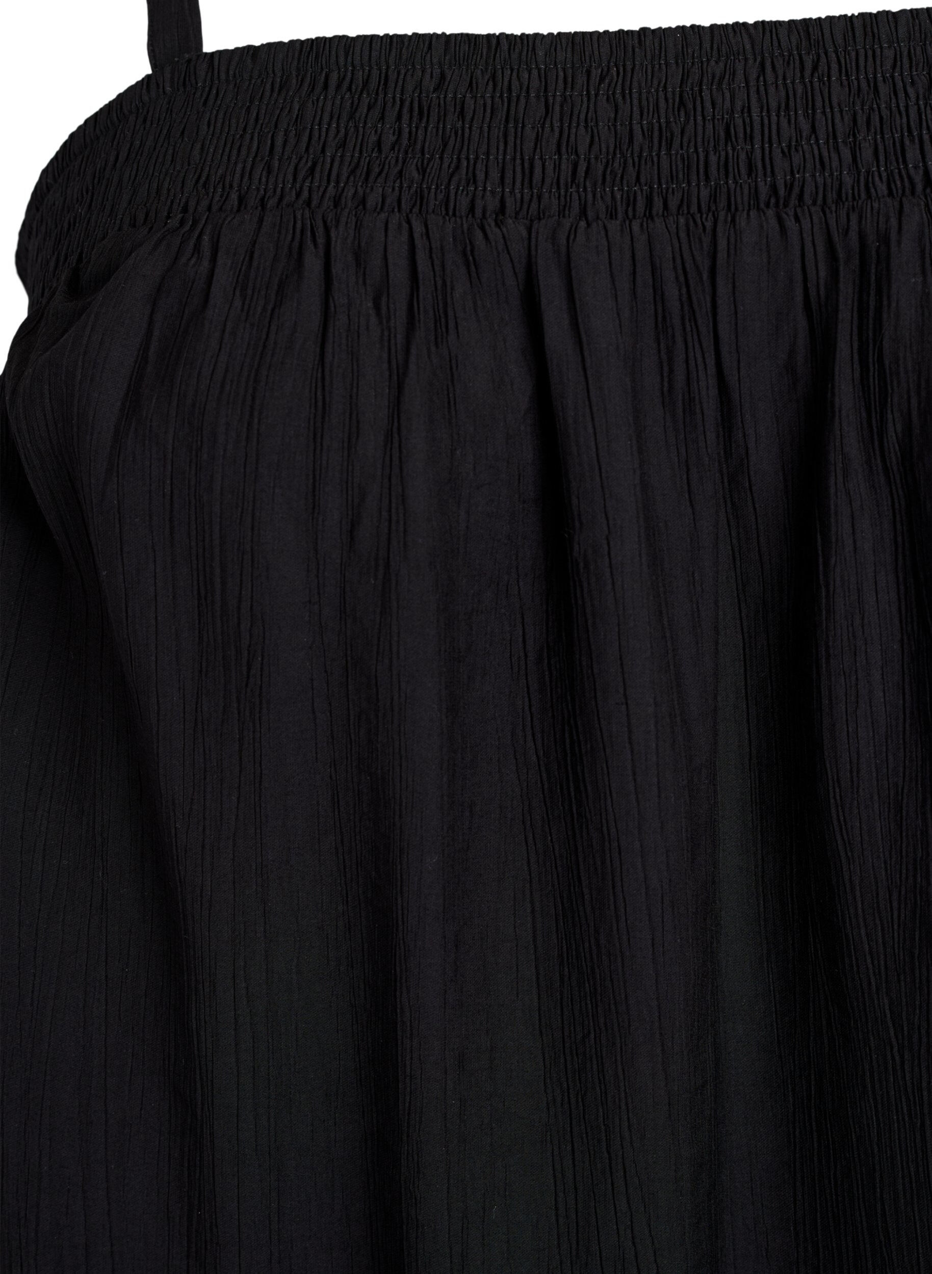 Zizzi Kurzes Kleid aus Viskose mit Spaghettitr&auml;gern, Schwarz, Packshot image number 2