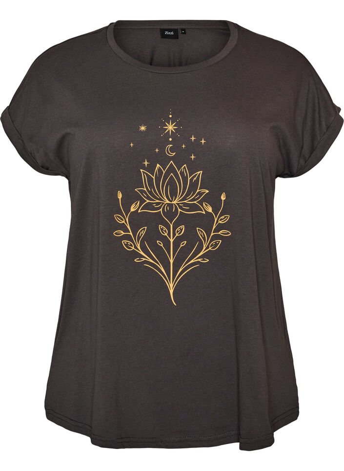 T-Shirt mit dekorativem Frontprint, Grau, Packshot image number 0