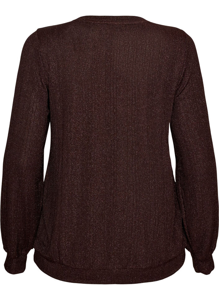 Bluse mit vertikaler Struktur und Glitzerfaden, Braun, Packshot image number 1