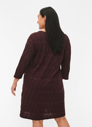 FLASH - Kleid mit Textur und 3/4 Ärmeln, Fudge, Model image number 1