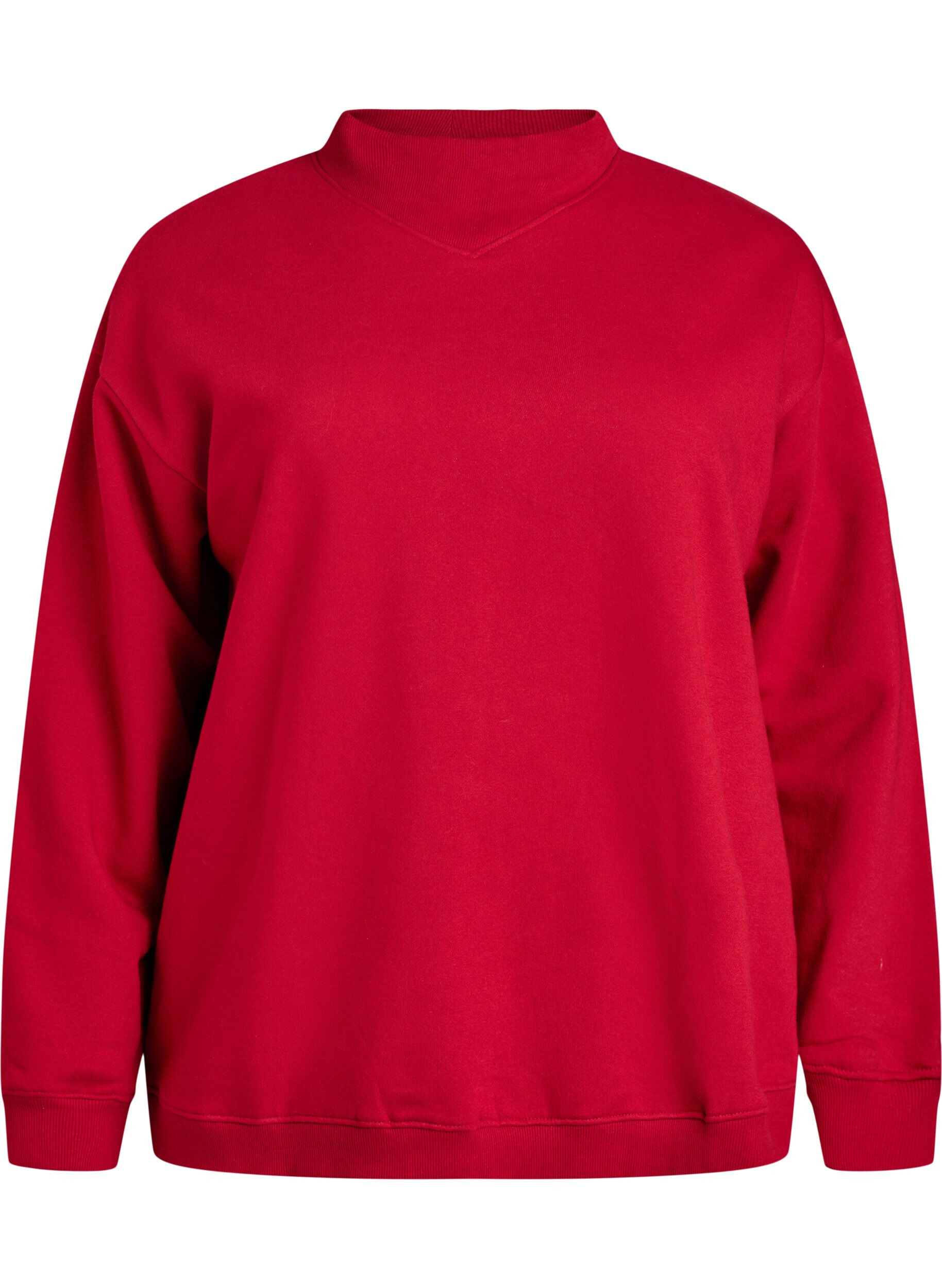 Zizzi Sweatshirt mit hohem Kragen und langen &Auml;rmeln, Rot, Packshot image number 0