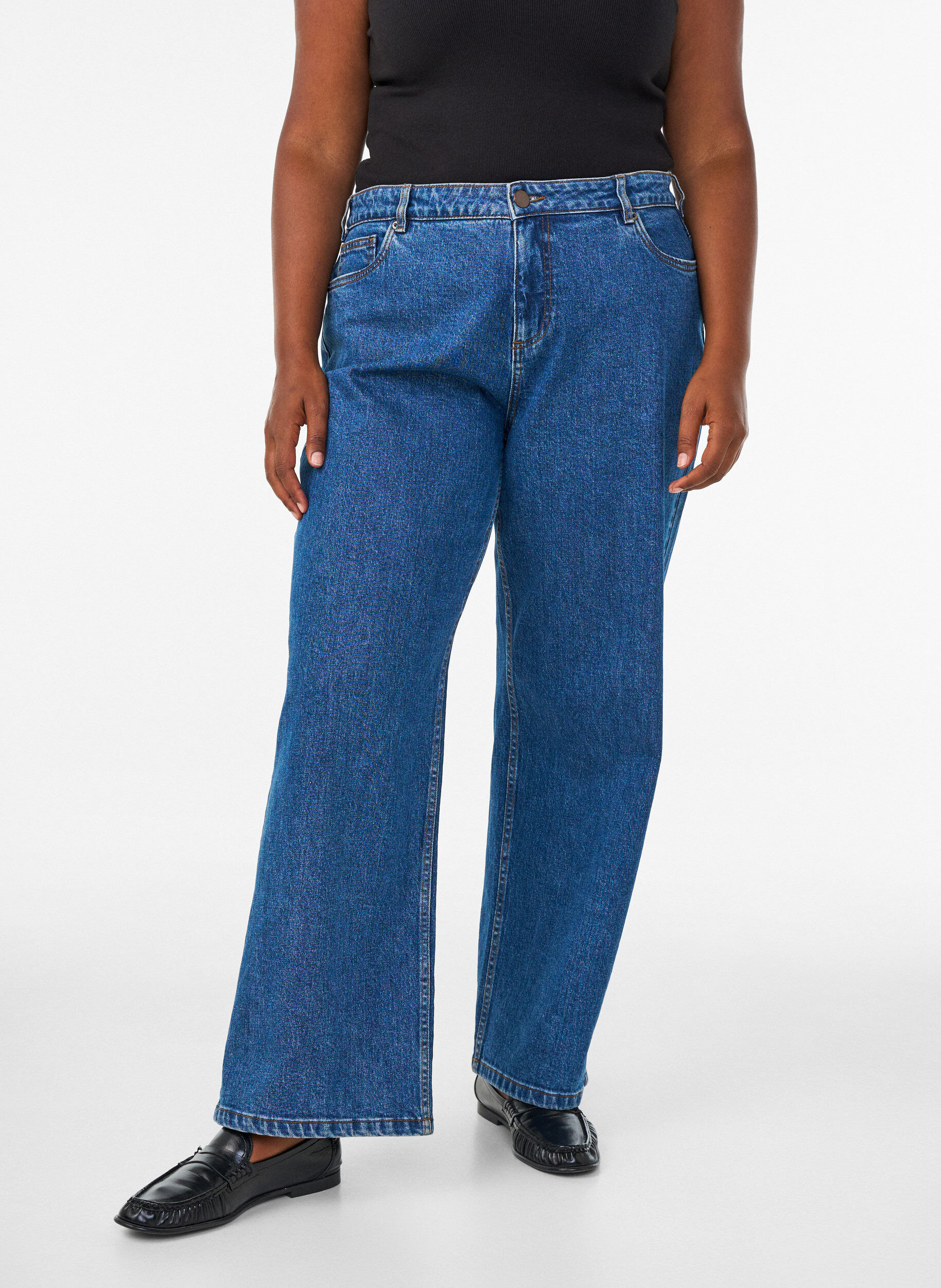 ZizziJeans mit weitem Bein und hohem Bund, Blau, Model image number 2
