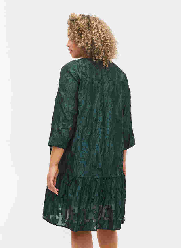 Jacquard-Kleid in einer A-Linie mit Rüschen, Scarab, Model image number 1