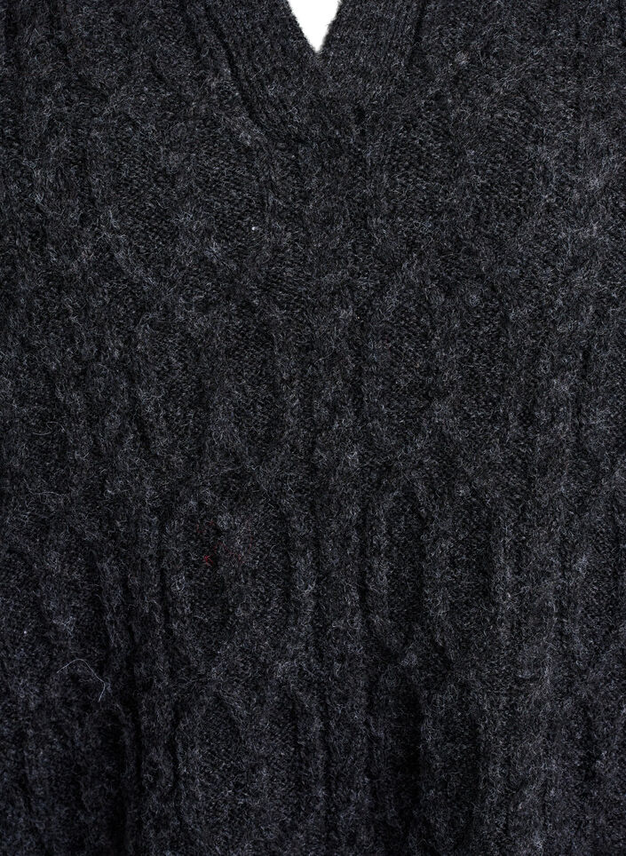 Zopfmuster-Pullover mit Polokragen, Grau, Packshot image number 2