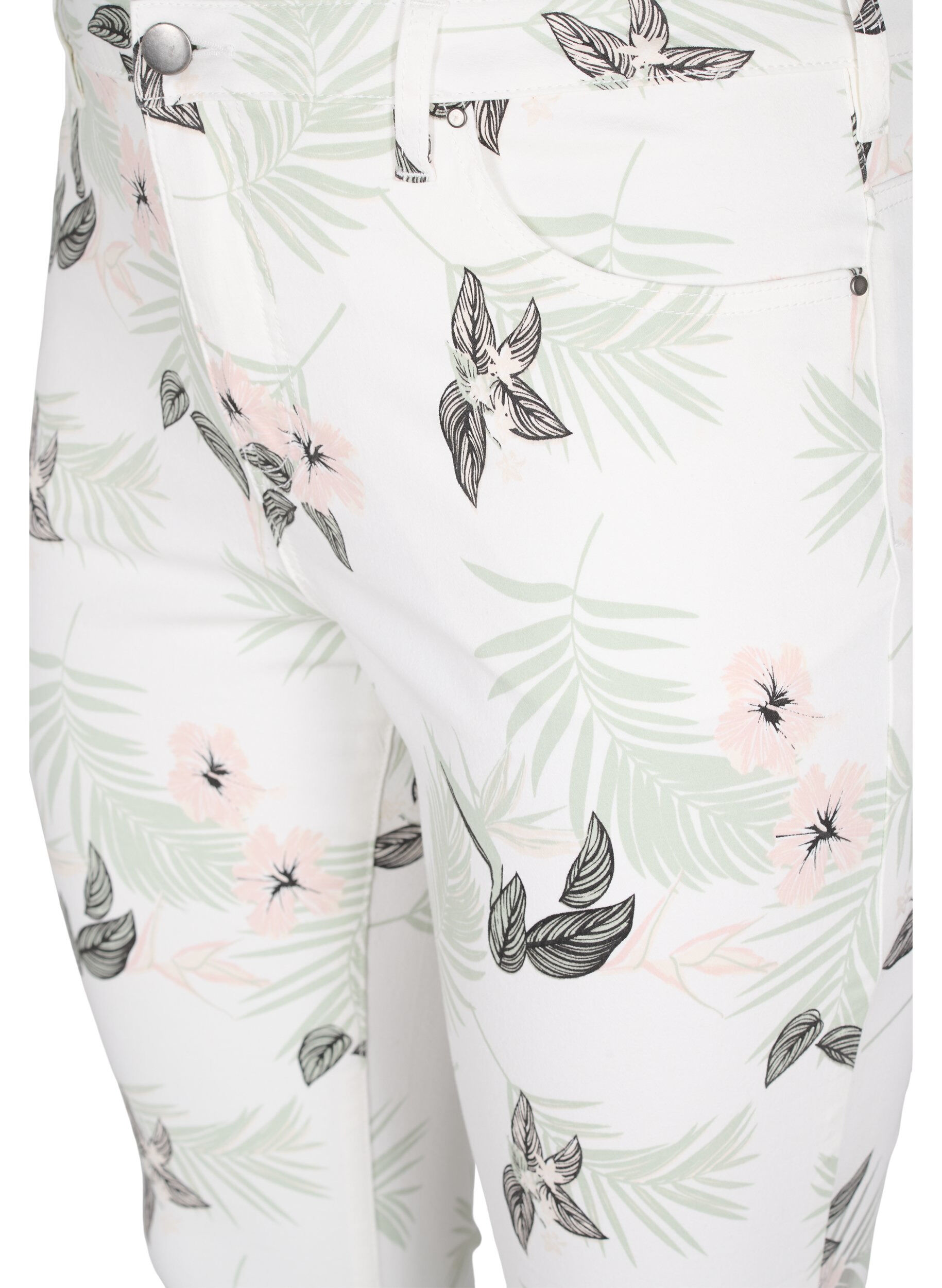 Zizzi Hochtaillierte Amy Jeans mit Blumenprint, White Flower AOP L78, Packshot image number 2