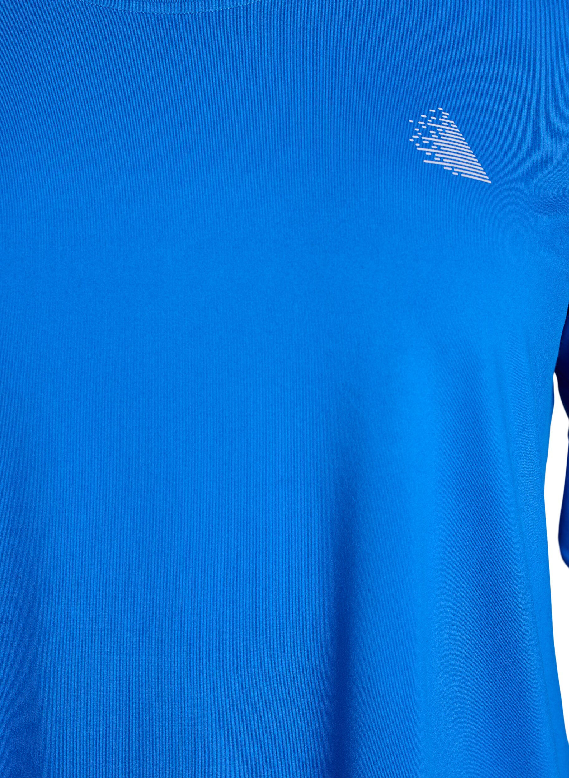 Zizzi Trainingsshirt mit 3/4-&Auml;rmeln, Blau, Packshot image number 2