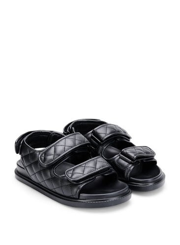Wide Fit Sandalen aus Leder, Black, Packshot image number 1