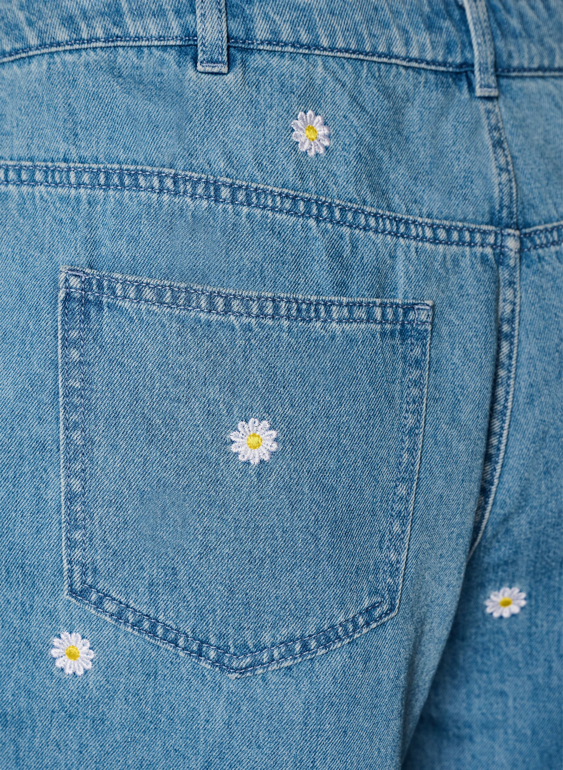 Zizzi Hoch taillierte Jeansshorts mit gebl&uuml;mter Stickerei, Blau, Packshot image number 3