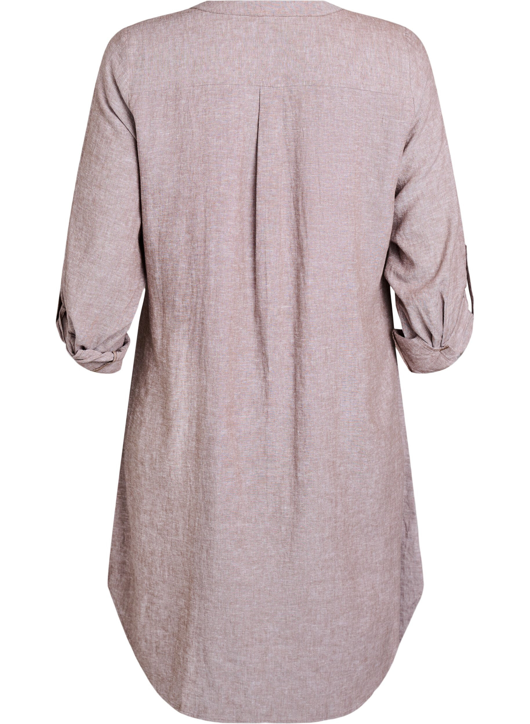 Zizzi Lange Bluse aus Leinen und Viskose, Braun, Packshot image number 1