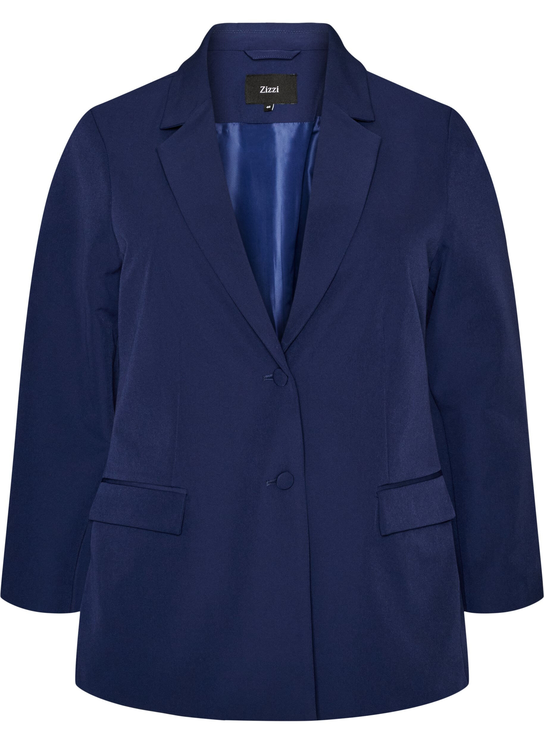 ZizziKlassischer Blazer mit Knopfverschluss, Blau, Packshot image number 0