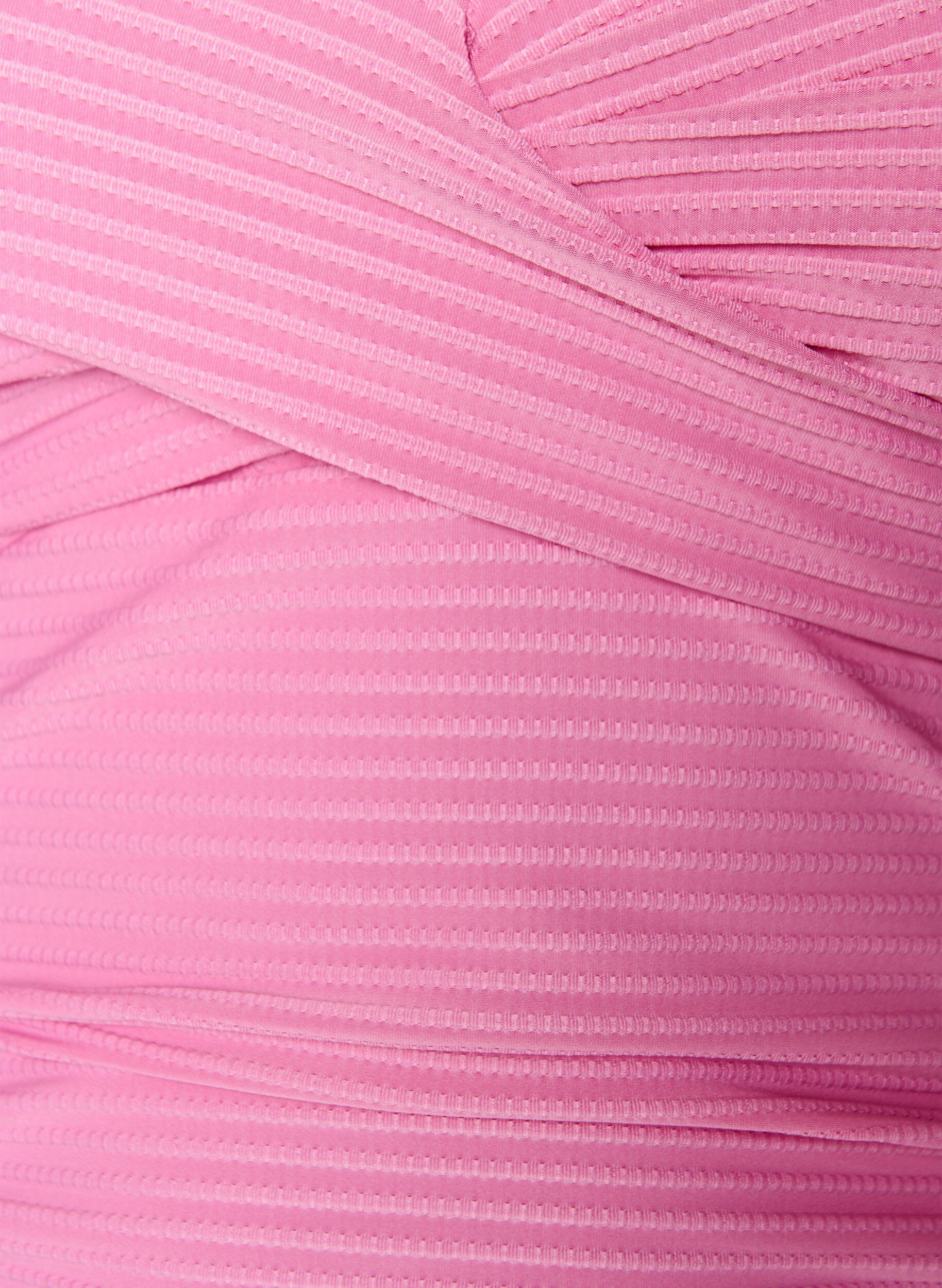 Zizzi Badeanzug mit Struktur und Criss-Cross-Detail, Pink, Packshot image number 2