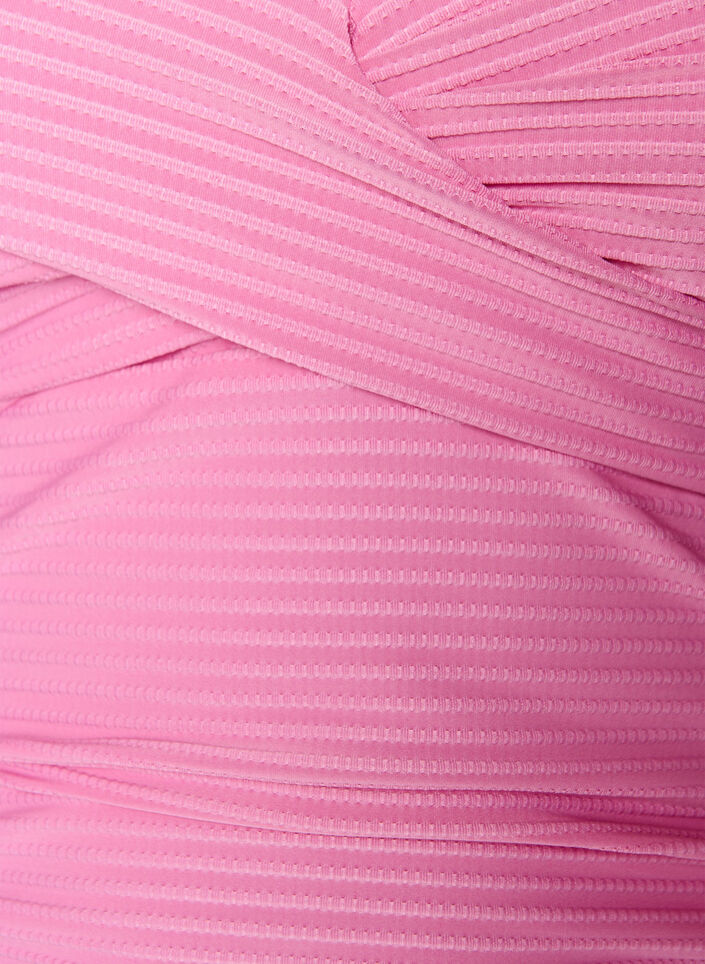 Badeanzug mit Struktur und Criss-Cross-Detail, Pink, Packshot image number 2