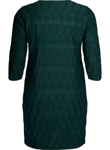 FLASH - Kleid mit Textur und 3/4 Ärmeln, Scarab, Packshot image number 1