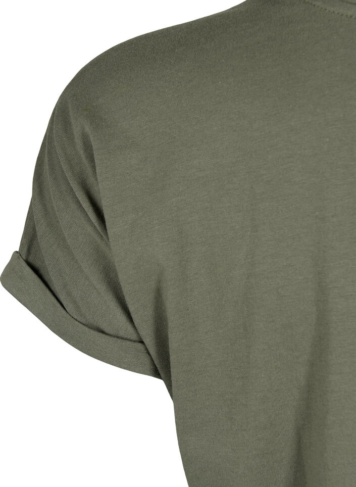 Kurz&auml;rmeliges T-Shirt aus einer Baumwollmischung, Gr&uuml;n, Packshot image number 3