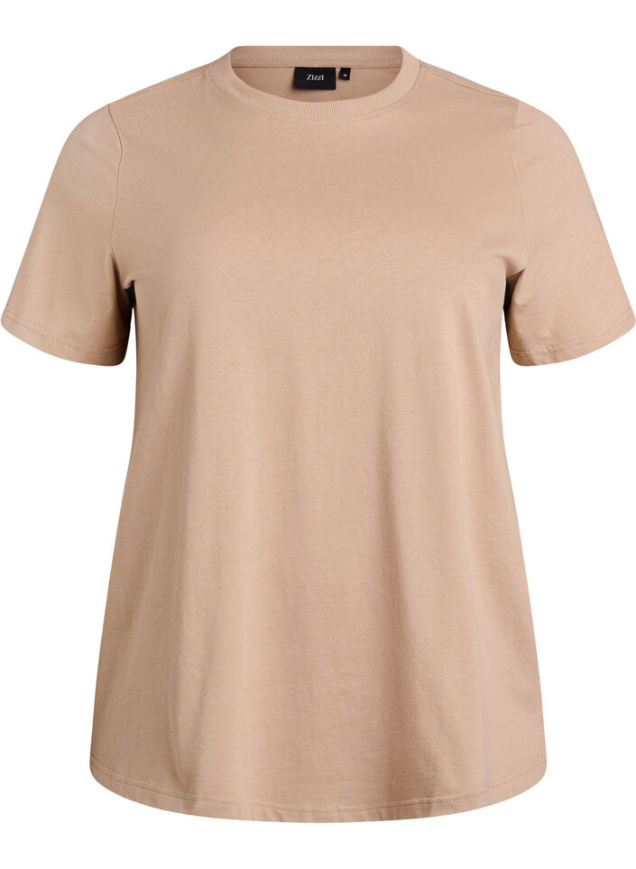 Basic-T-Shirt aus Baumwolle mit Rundhalsausschnitt, Beige, Packshot image number 0