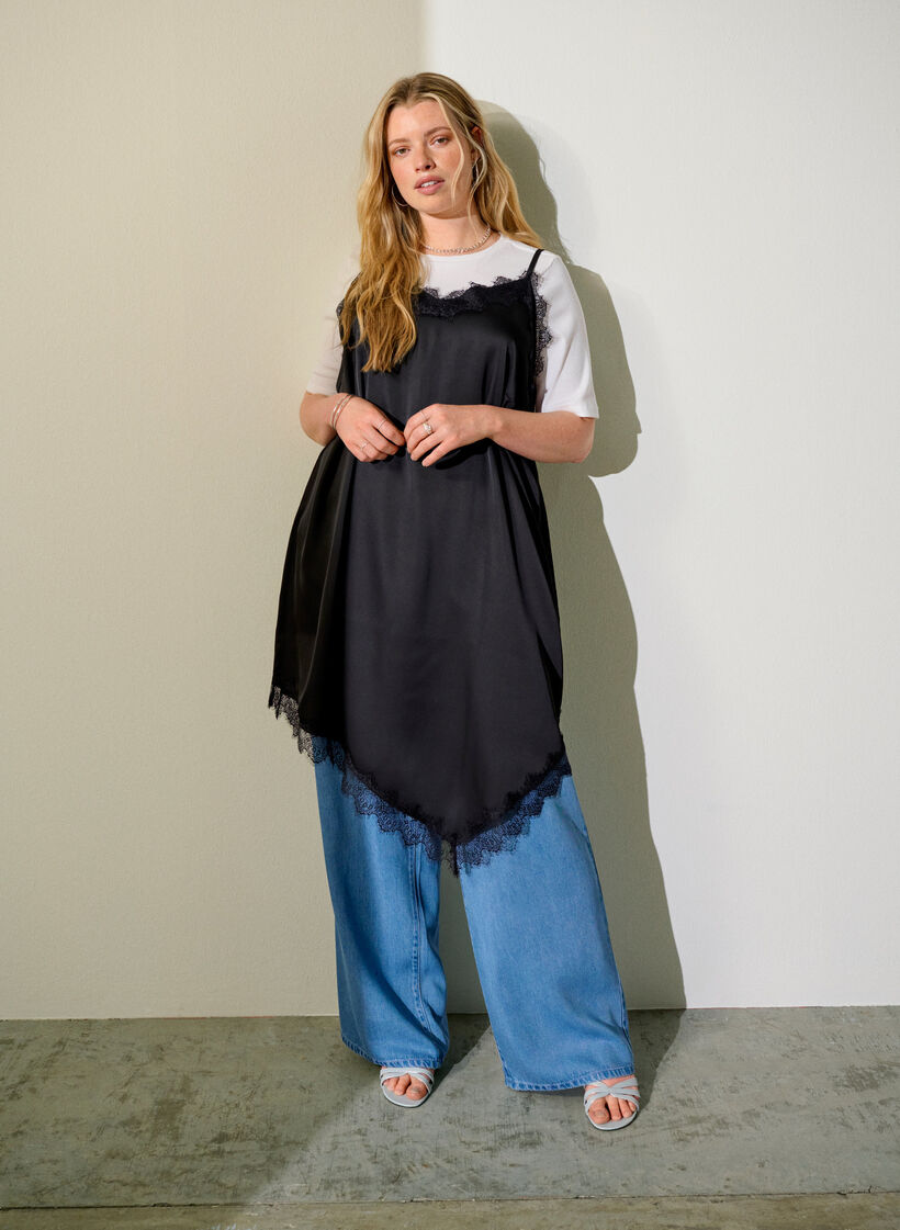 Weite Lyocellhose in Denim-Optik, Blau, Image image number 0