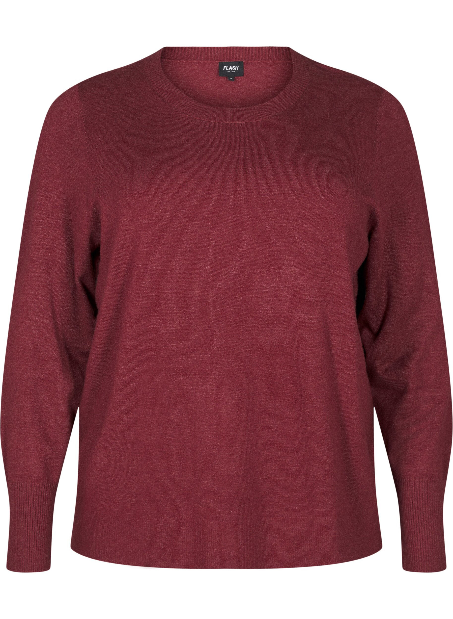 Zizzi FLASH &ndash; Strickpullover mit Rundhalsausschnitt, Rot, Packshot image number 0