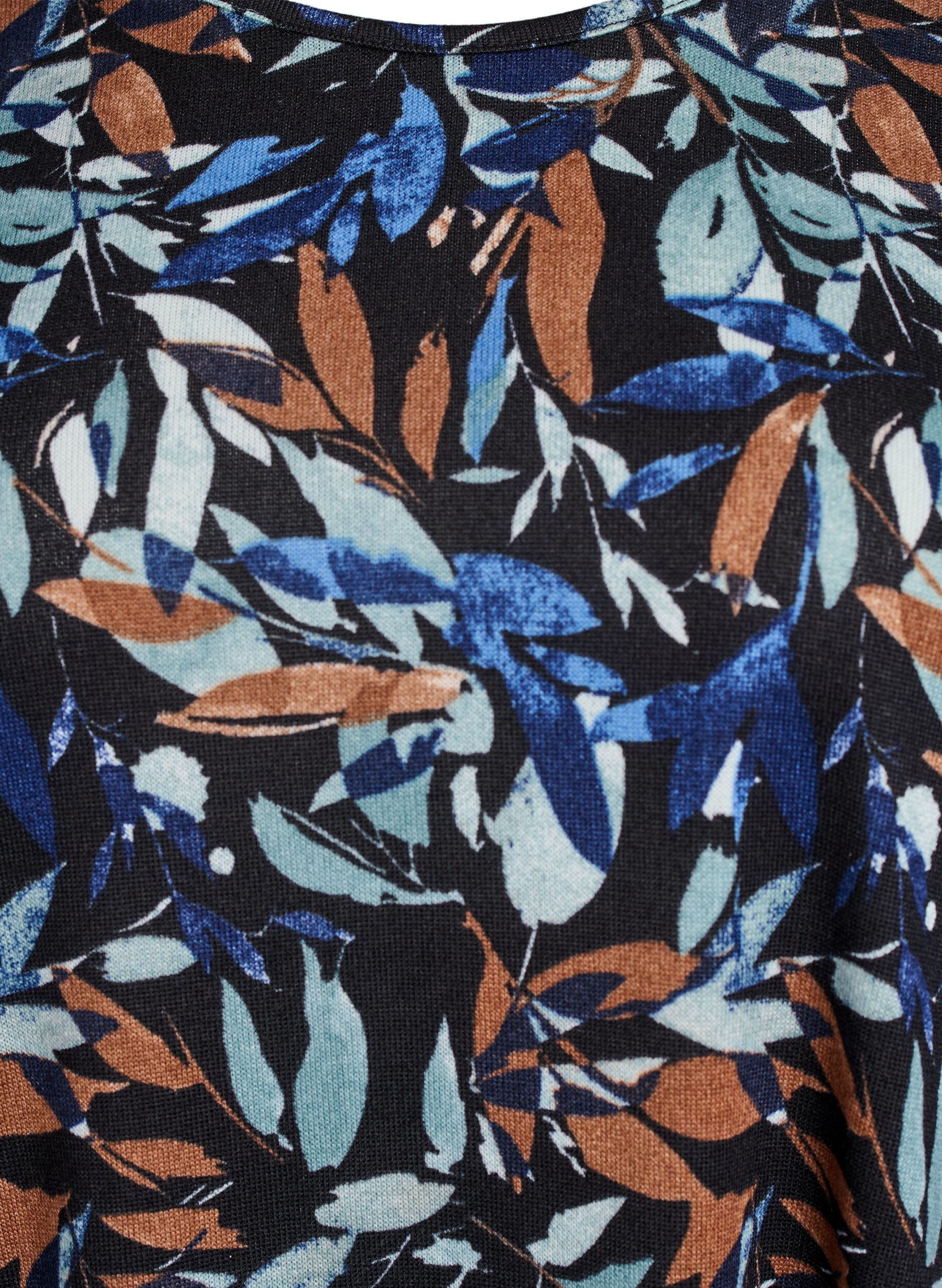 ZizziGemusterte Bluse mit langen &Auml;rmeln, Blau, Packshot image number 2