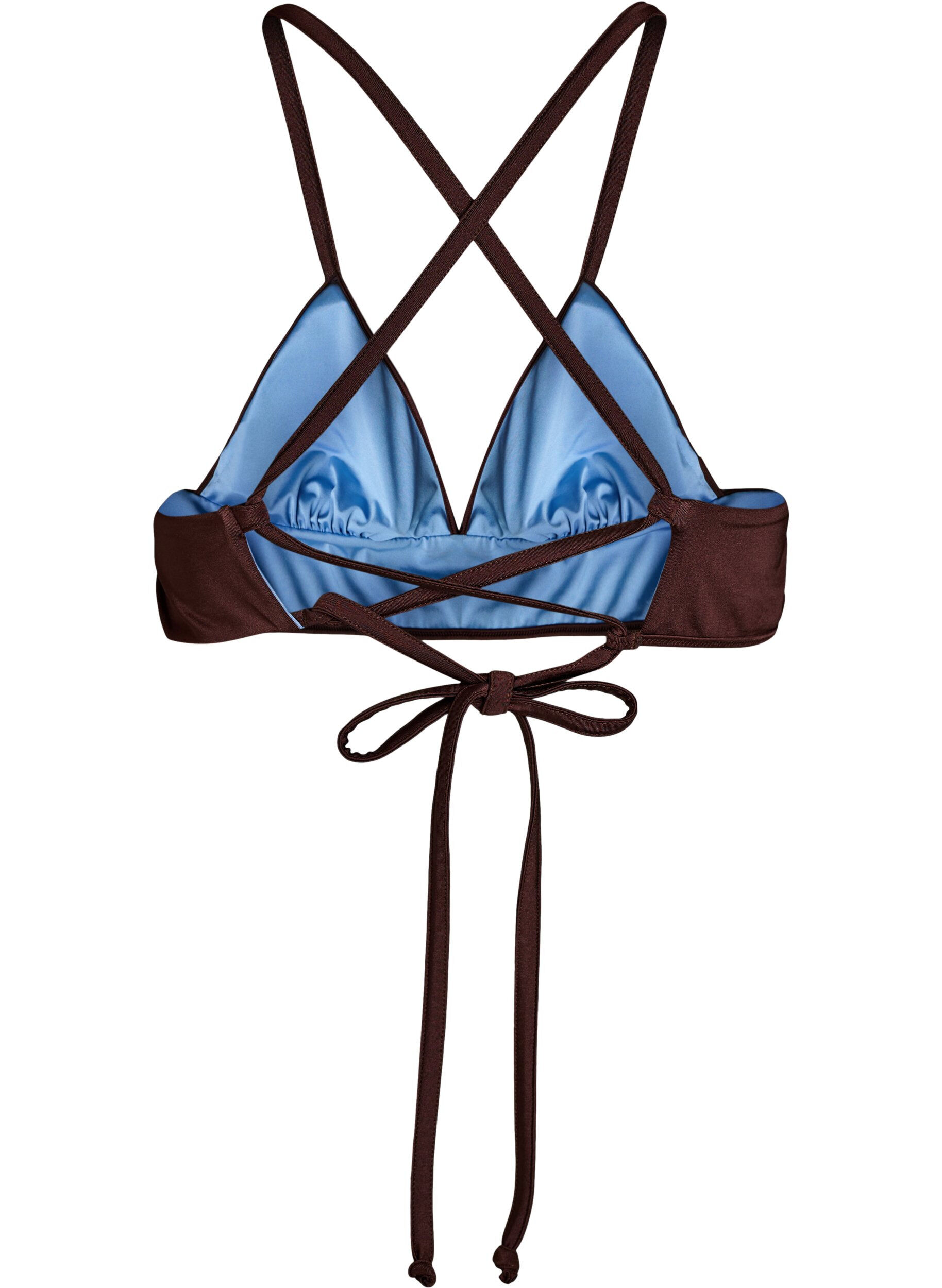 Zizzi Wende-Bikini-Top mit V-Ausschnitt und Kreuztr&auml;gern, Braun, Packshot image number 1