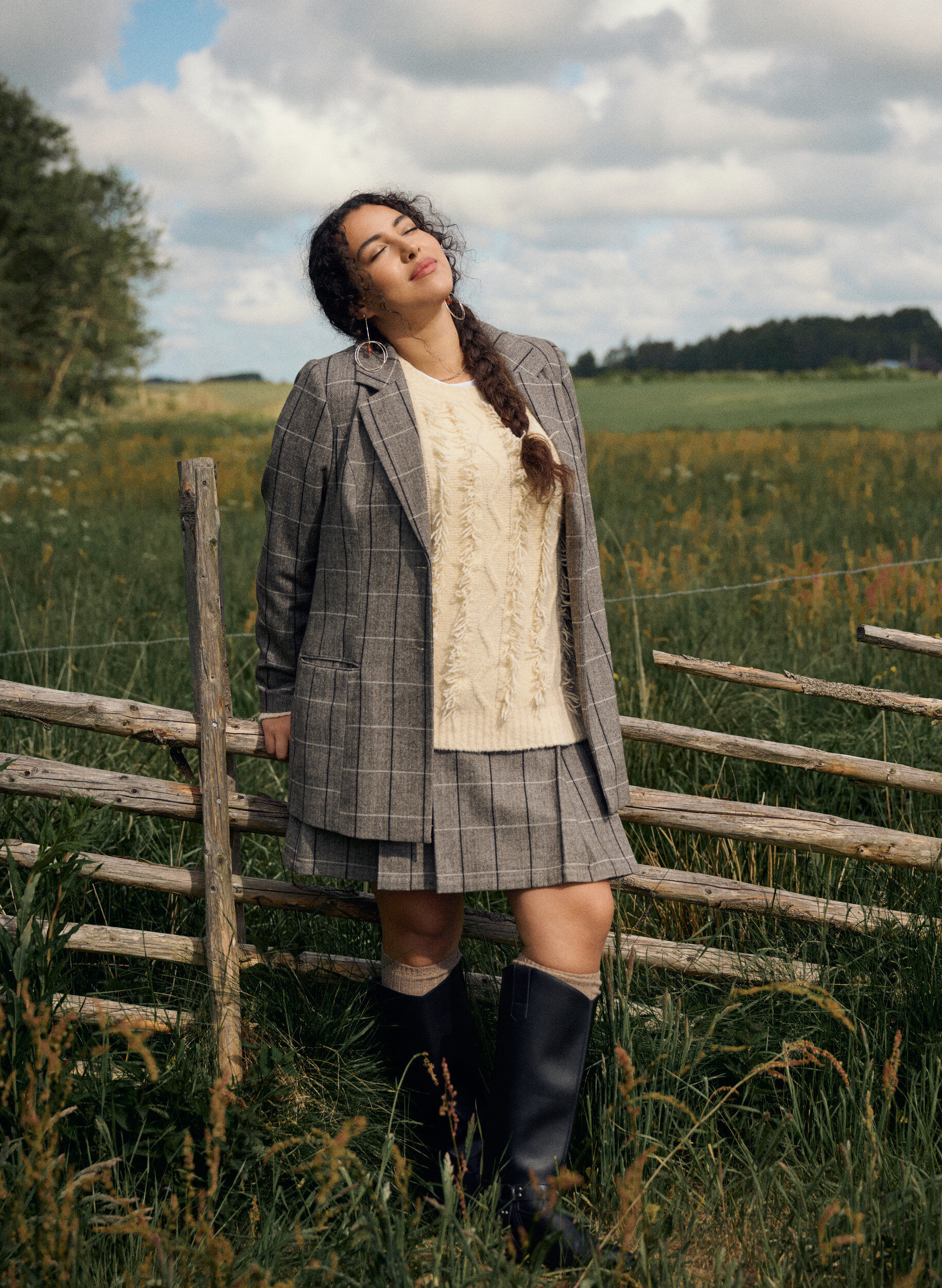 Zizzi Karierter Rock, Braun, Image image number 0