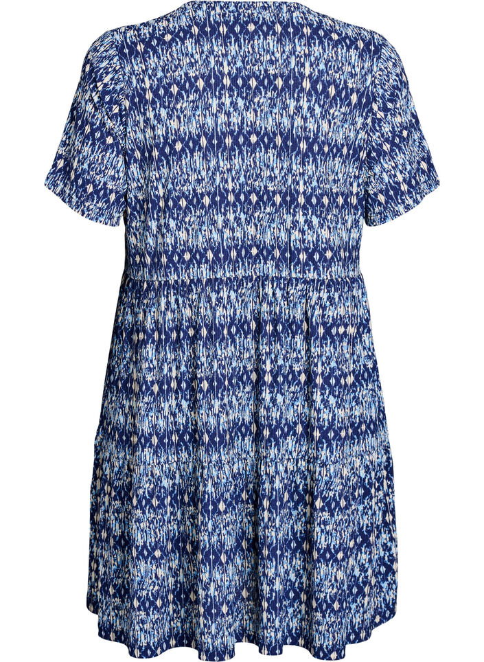 Gemustertes Kleid mit Eins&auml;tzen, Blau, Packshot image number 1