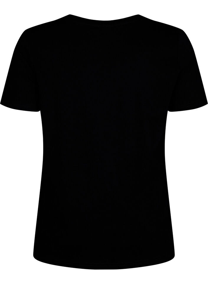 T-Shirt aus Baumwolle mit Rundhalsausschnitt und Aufdruck, Black W. Heart L., Packshot image number 1