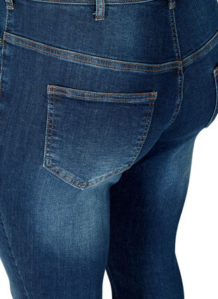 Cropped Nille Jeans mit coolen Fransensäumen, Blue denim, Packshot image number 3