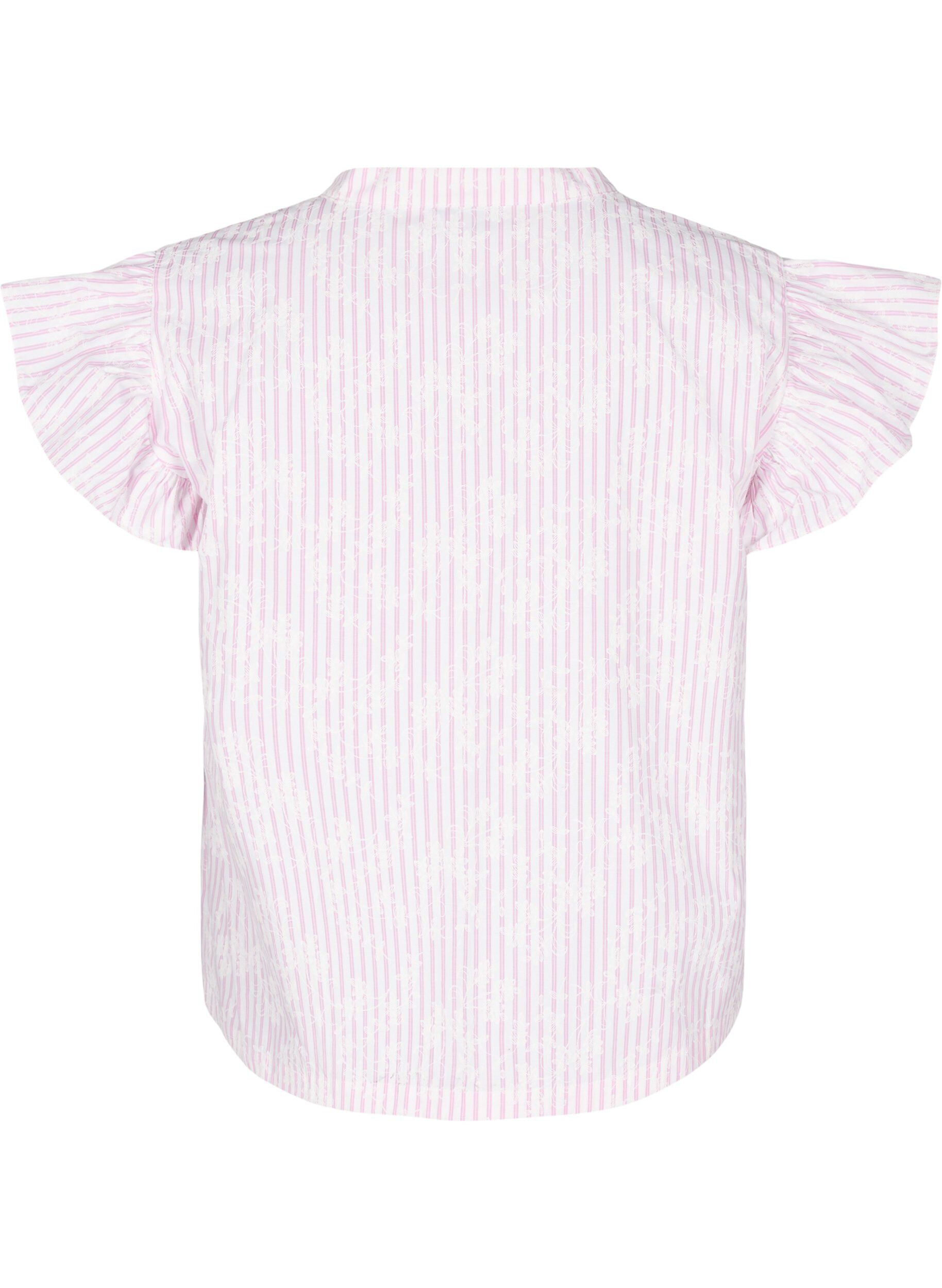 Zizzi &Auml;rmellose Bluse mit Streifen und Blumendruck, Pink, Packshot image number 1