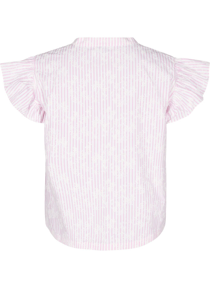 Ärmellose Bluse mit Streifen und Blumendruck, Pink, Packshot image number 1
