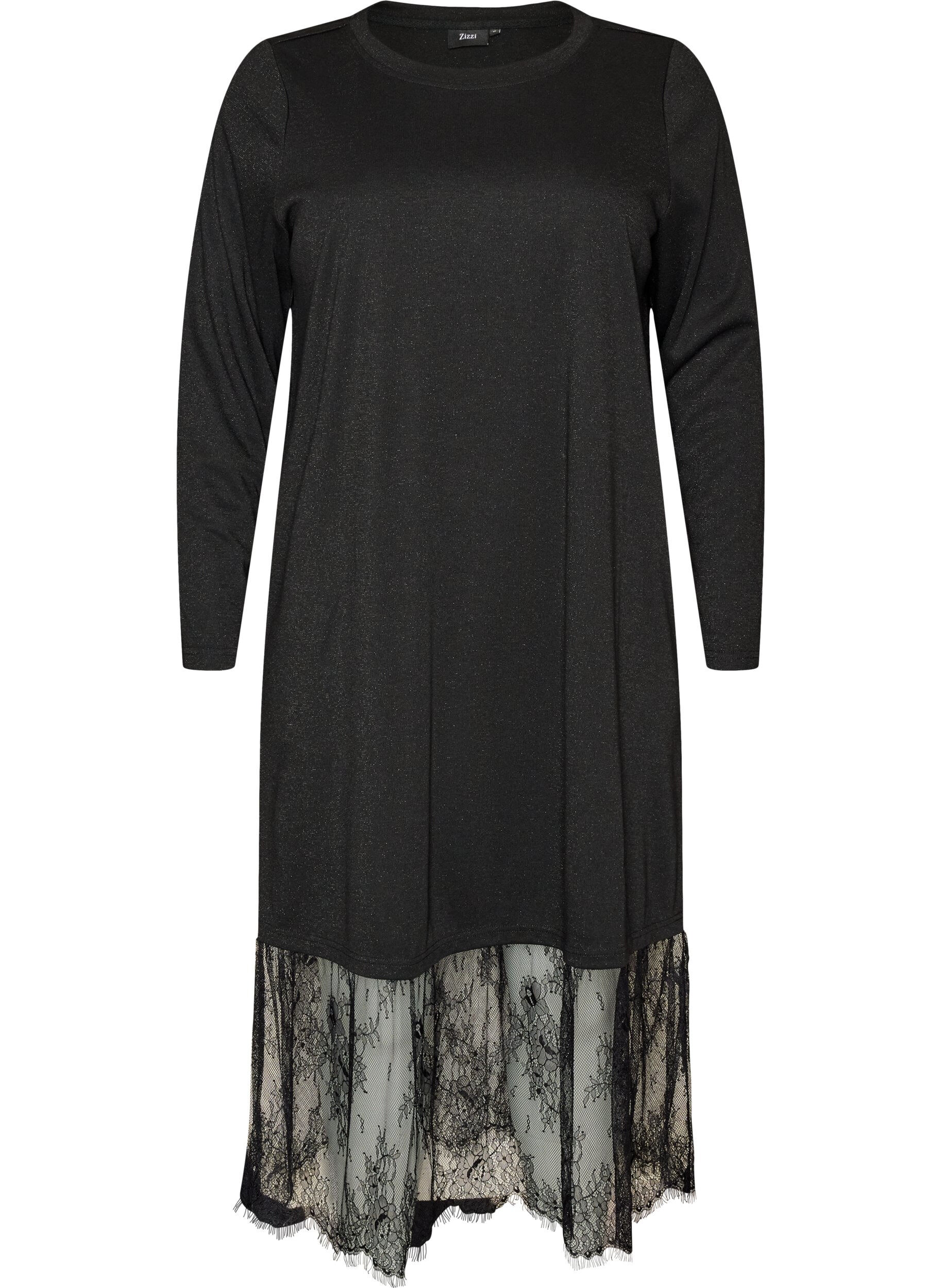 Kleid aus Jersey mit Glitzer und Spitzen