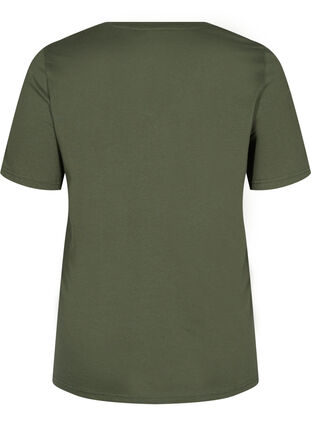 T-Shirt aus Bio-Baumwolle mit V-Ausschnitt, Thyme, Packshot image number 1