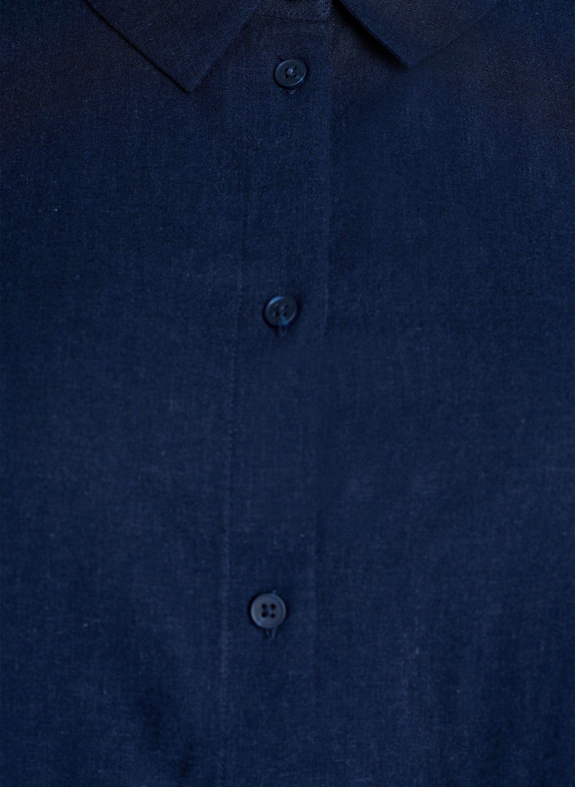 Zizzi Kurzarmhemd aus Leinen und Viskose, Blau, Packshot image number 2