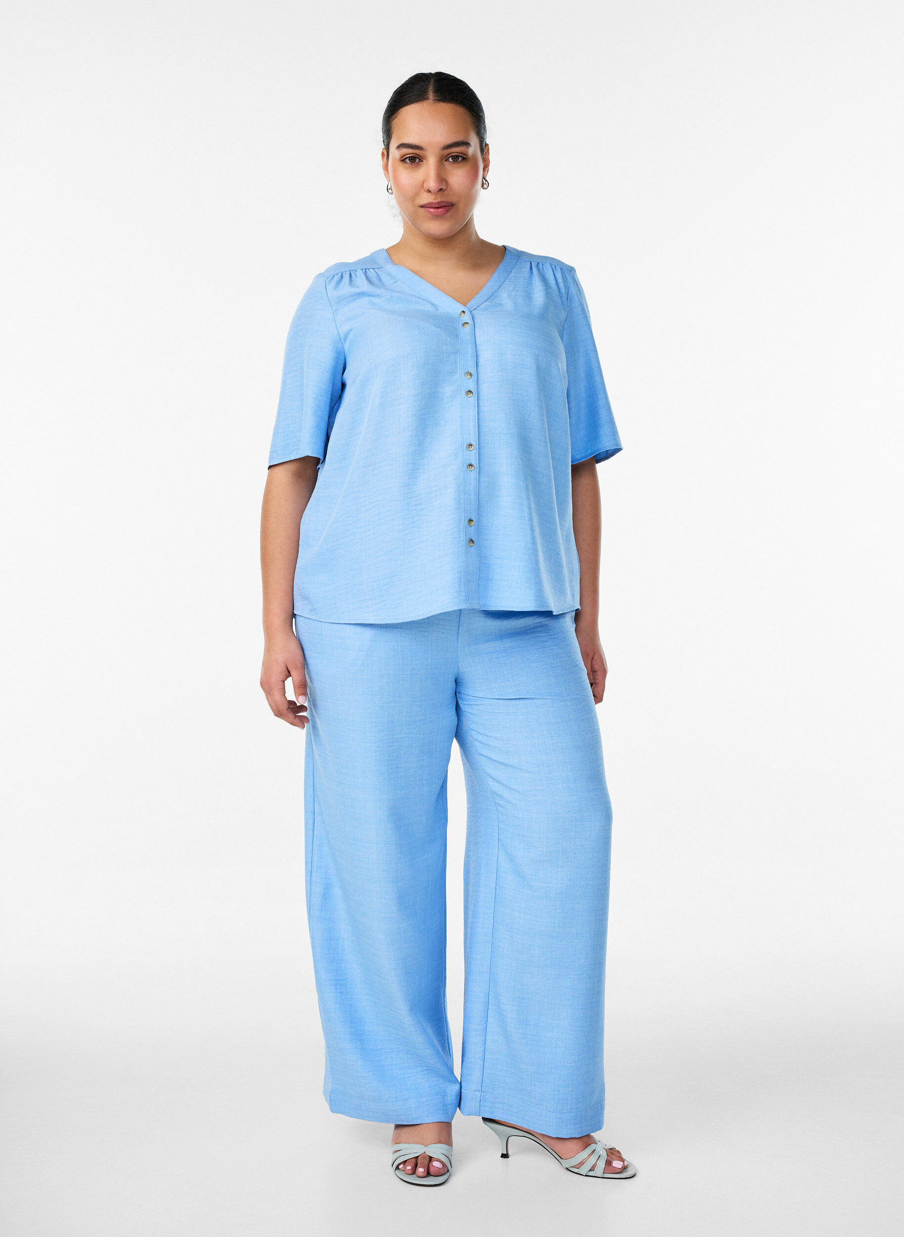 ZizziLockere Hose mit elastischem Bund und Taschen, Blau, Model image number 0